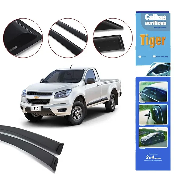 Calha de Chuva Automotiva Chevrolt S10 2012 Cabine Simples