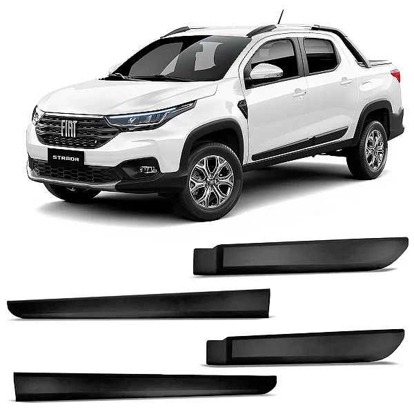 Friso Lateral Modelo Original Strada Cabine Dupla e Simples Preto 2021/2025