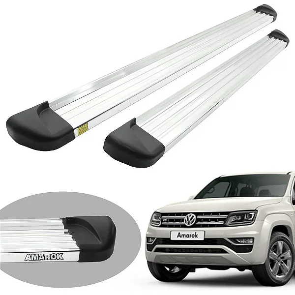 Estribo Alumínio Cromado com Track para VW Amarok Cabine Dupla 2011/2023
