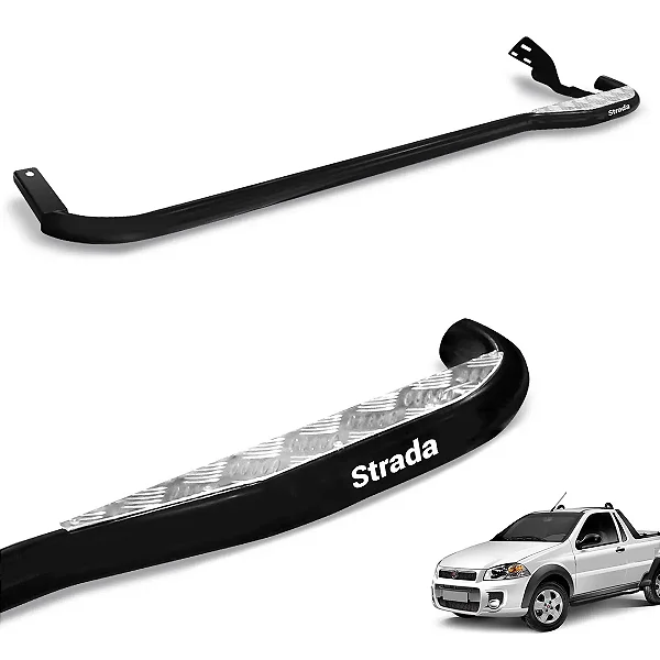 Estribo Lateral Fiat Strada 1996 a 2020 Tubolar Reto Aço Carbono