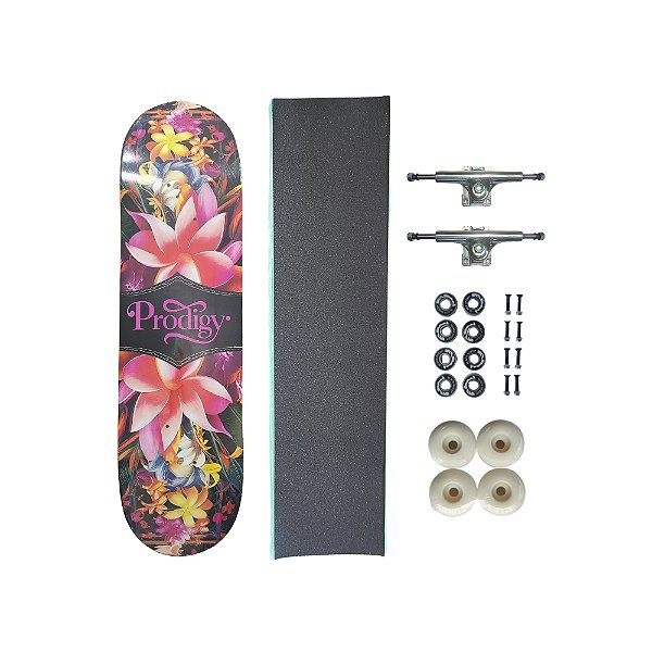 Skate de marfim juvenil completo PRODIGY SKATEBOARDS Flowers