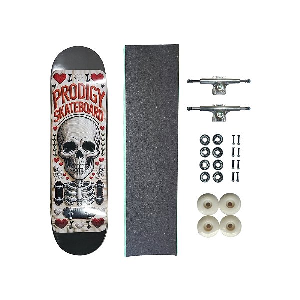 Skate de marfim juvenil completo PRODIGY SKATEBOARDS Stitch Skull