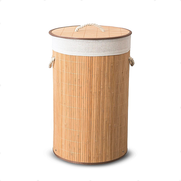 Cesto Redondo de Bambu Para Roupas - Lavanderia
