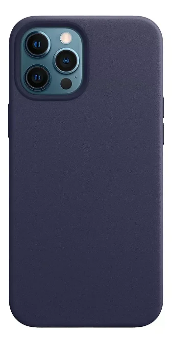 CAPA COURO MAGSAFE IPHONE 12/12 PRO AZUL MARINHO