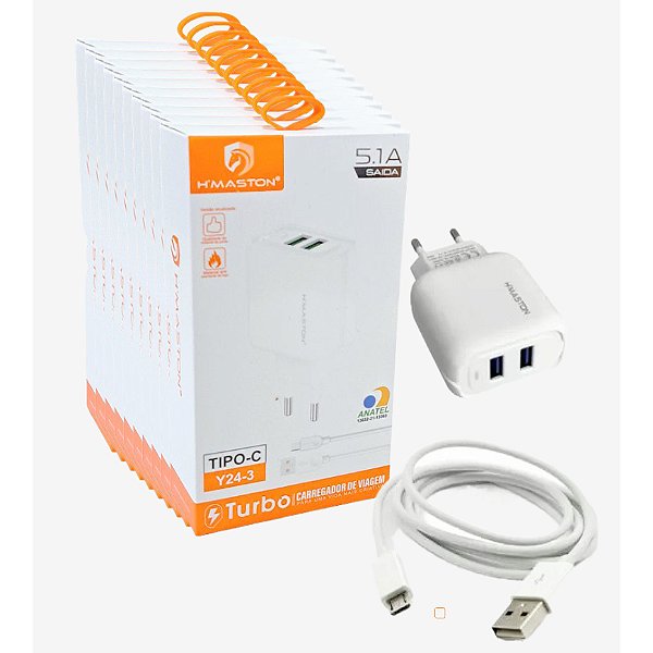CARREGADOR 5.1A TIPO C CABO 2 USB  HMASTON Y24-3 Y24-3