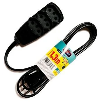 EXTENSAO DANEVA SORT PP 2P/T 10A-250V 1.3M PRETO REF.DN1790