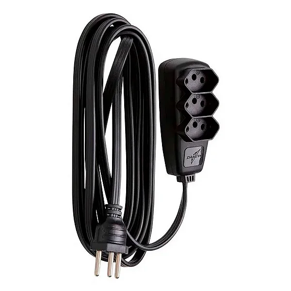 EXTENSAO DANEVA SORT PP 2P/T 10A-250V 10M PRETO REF.DN1914