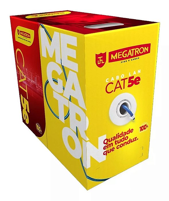 CABO DE REDE CAT5E 100% COBRE MEGATRON AZUL 305M