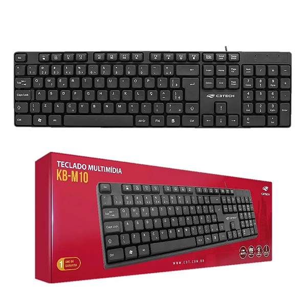 TECLADO C3TECH USB MULT KB-M10BK PRETO