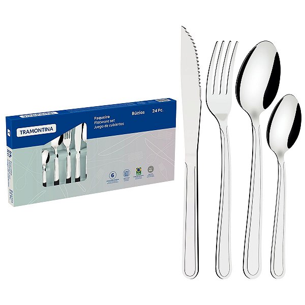 FAQUEIRO TRAMONTINA 24PCS BUZIOS ACO INOX