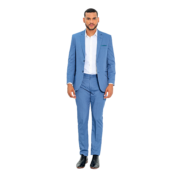 Terno Poliviscose Com Elastano Slim Windy Blue + Calça com Ajuste Personalizado