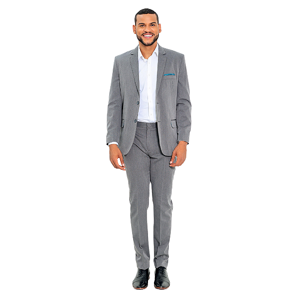 Terno Poliviscose Com Elastano Slim Cinza + Calça com Ajuste Personalizado