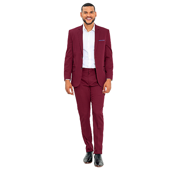 Terno Poliviscose Com Elastano Slim Vinho + Calça com Ajuste Personalizado
