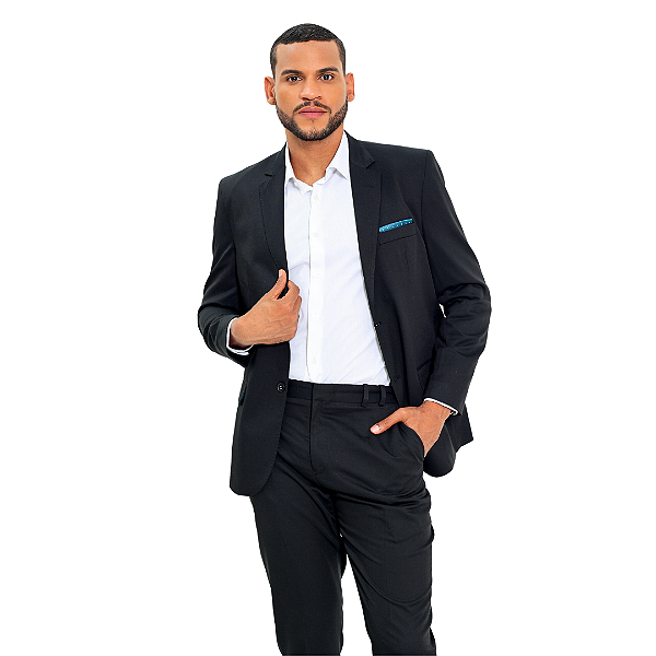 Terno Poliviscose Com Elastano Slim Preto + Calça com Ajuste Personalizado