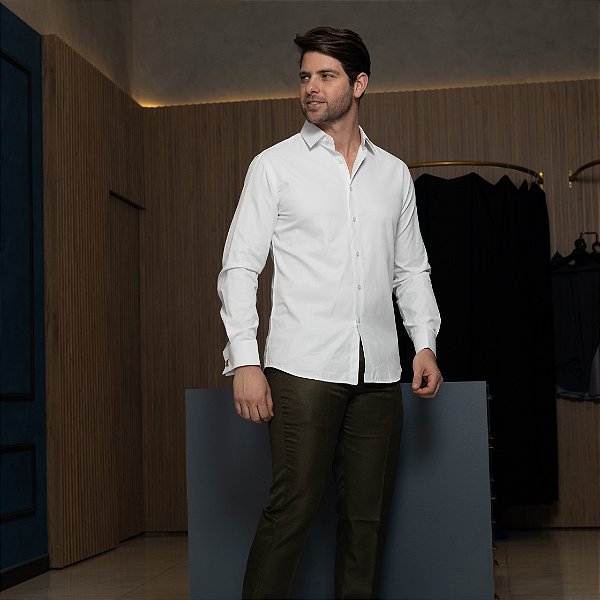 Camisa com Abotoadura de Algodão Italiano
