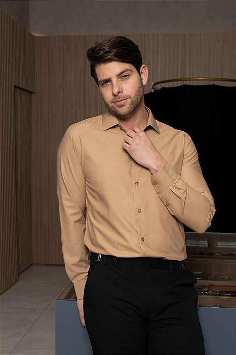 Camisa Social Caramelo Fibra de Bambu