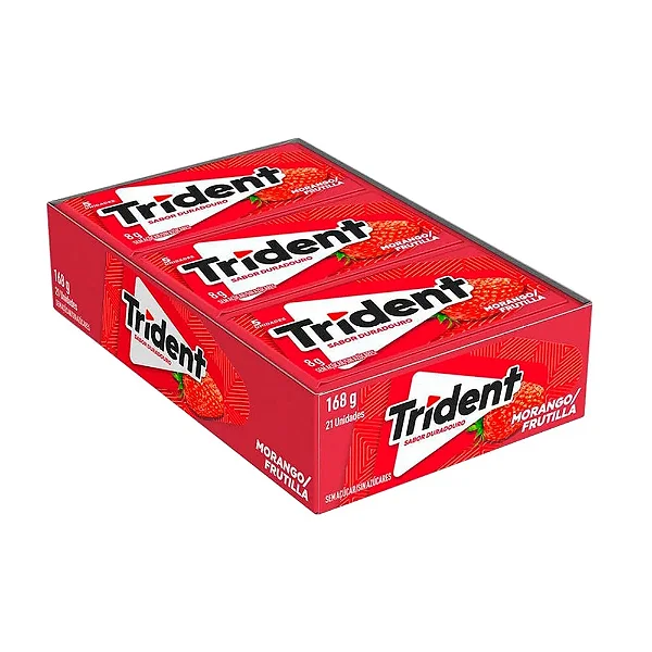 Chiclete Trident Morango Sem Açúcar 8g - 21 Unid