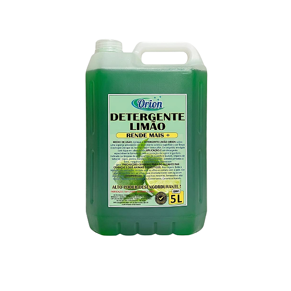 Detergente de Limão Orion 5L – Alto Poder Desengordurante com Aroma Refrescante