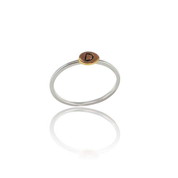 Anel Fino Alfabeto D - Prata