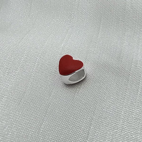 Berloque Coração Vermelho - Prata