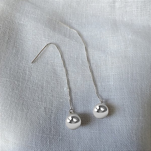 Brinco Pingente Esfera - Prata