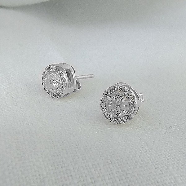 Brinco Redondo Cravejado  - Prata