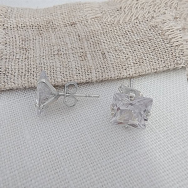 Brinco Ponto de Luz Quadradro - Prata