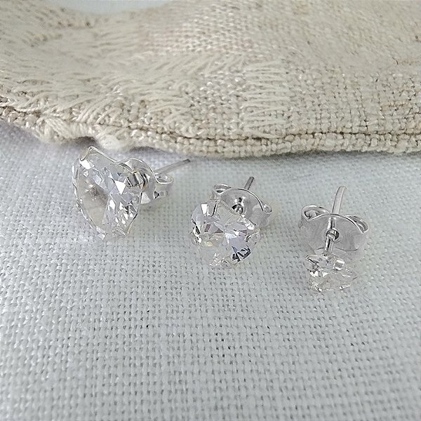 Brinco Trio de Corações - Prata