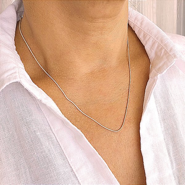 Colar Fino Snake - 45cm - Prata