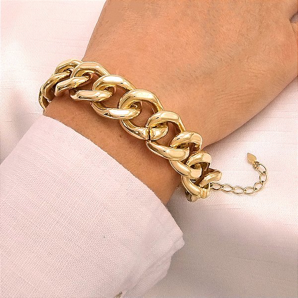 Pulseira Grandes Elos Dourados - Semijoia