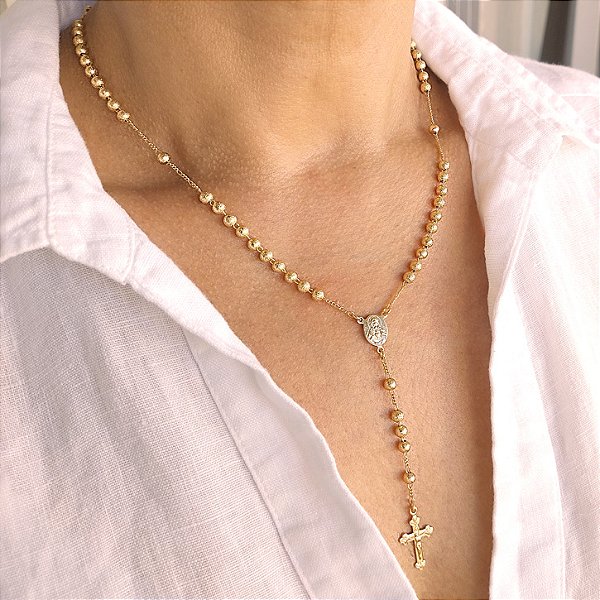 Colar Terço - 45cm - Semijoia