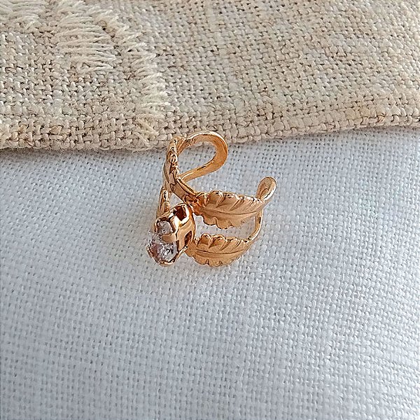 Piercing Fake Folhas e Cristal Solitário - Semijoia