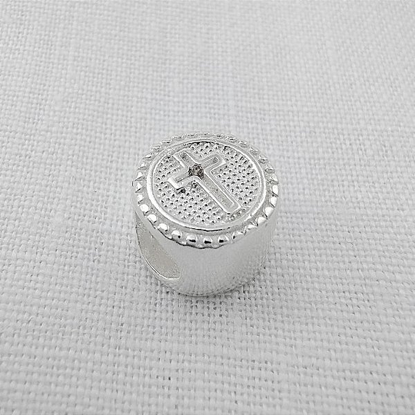 Berloque Separador Roda Crucifixo - Prata