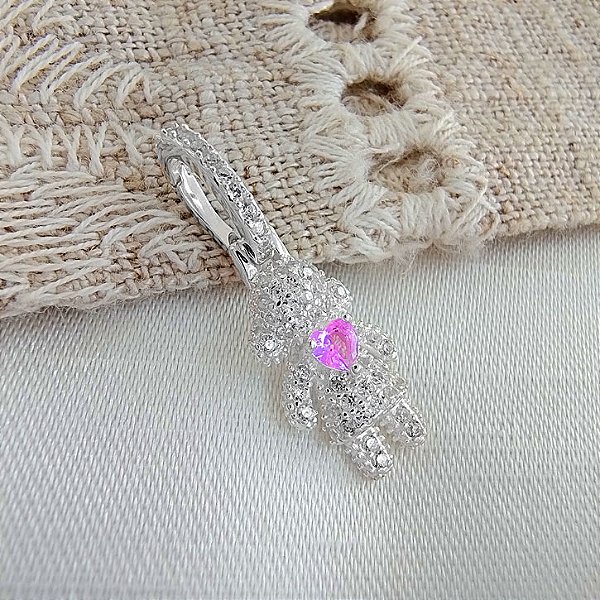 Pingente Cravejado Menina - Prata