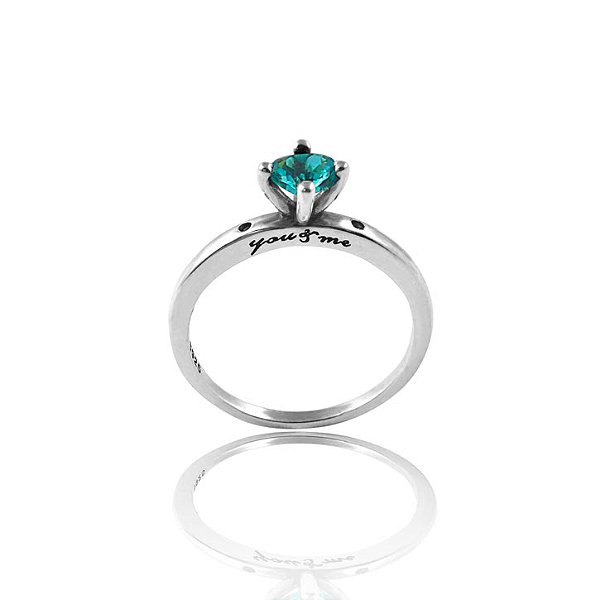 Anel Solitário Pedra Cor Azul Topázio - Prata