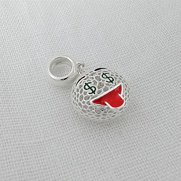 Berloque Emoji Cifrão Aramado - Prata