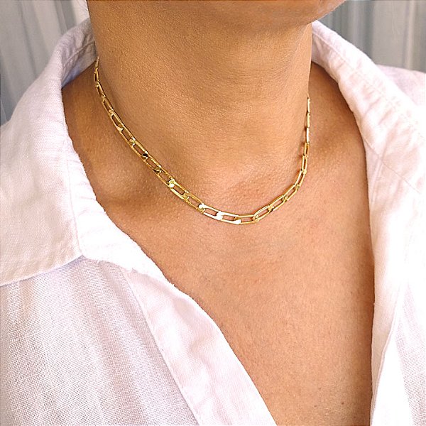 Choker Elos Longos - 35cm - Semijoia