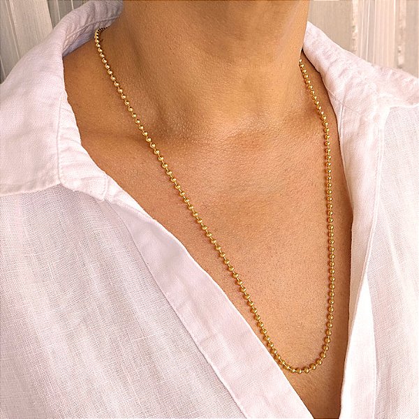 Colar Mini Esferas - 3mm 60 cm - Semijoia