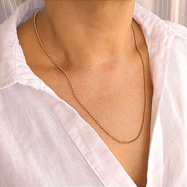 Colar Mini Esferas - 2mm 60 cm - Semijoia