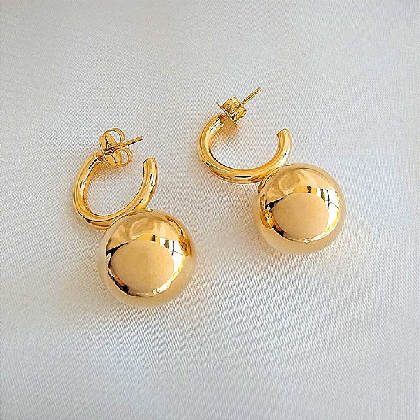 Brinco Argola e Esfera 18mm - Semijoia