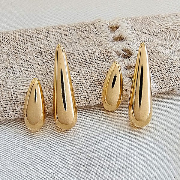 Brinco Duplo Gota Lisa - Semijoia