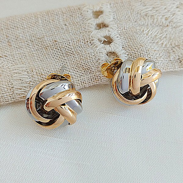 Brinco Entrelaçado Bicolor - Semijoia