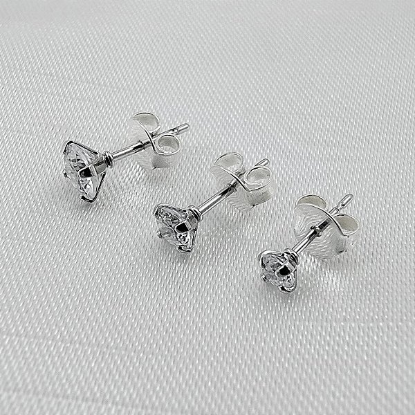 Brinco Trio Ponto de Luz Cristal Ouro Branco - Semijoia