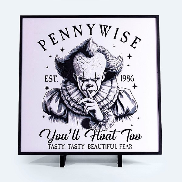 Quadro You'll Float Too Halloween 20x20 cm — Placa Decorativa 3D em Relevo
