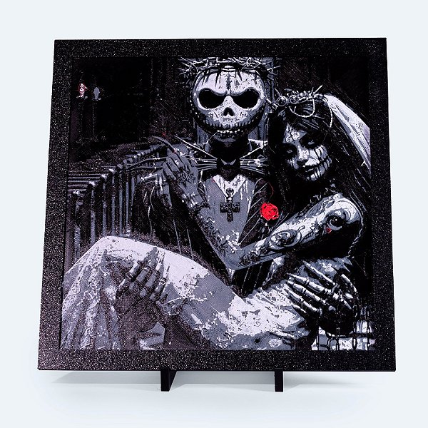 Quadro Noivos do Além — Placa Decorativa 3D em Relevo 20x20 cm