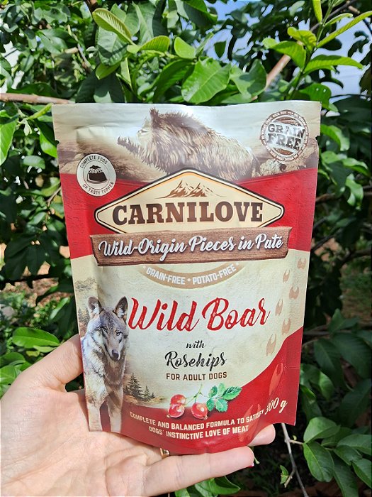 Alimento úmido natural para cães - Patê de carne de javali e rosa mosqueta 300g - Carnilove