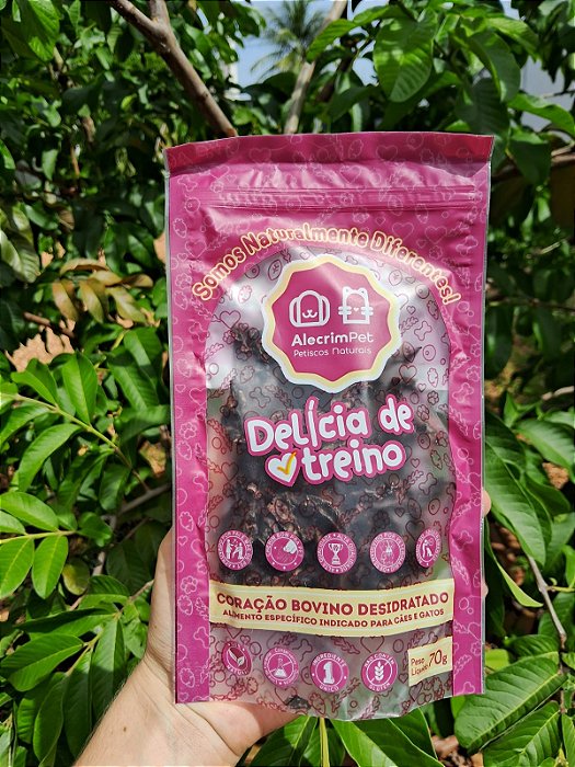 Petisco Natural para cães - Delícia de Treino - Coração Bovino Desidratado 70g - AlecrimPet