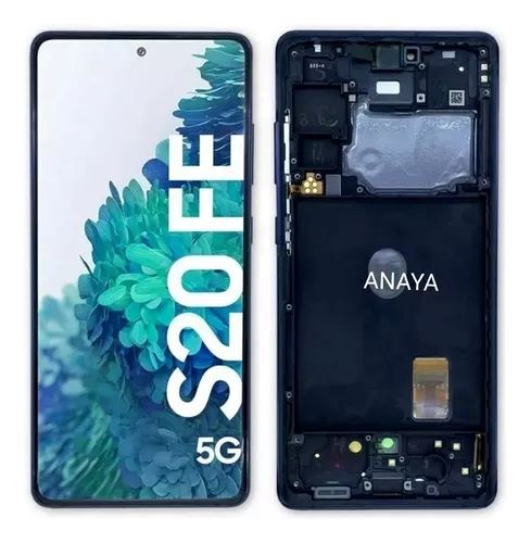 FRONTAL TELA DISPLAY SAMSUNG S20 FE COM ARO PREMIUM AZUL MARINHO OLED