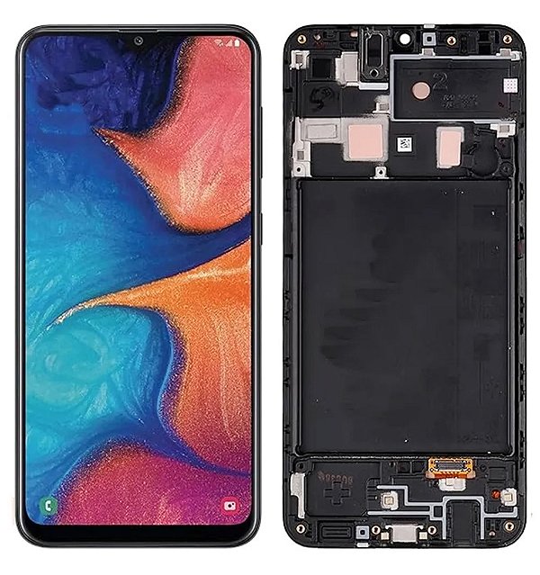 FRONTAL TELA DISPLAY SAMSUNG A20 INCELL COM ARO