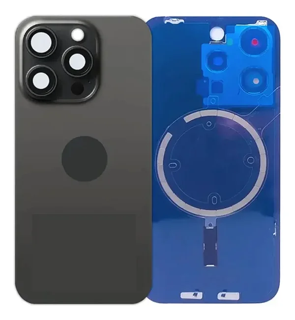 TAMPA VIDRO TRASEIRO APPLE IPHONE 15 PRO MAX COMPLETA TITÂNIO PRETA